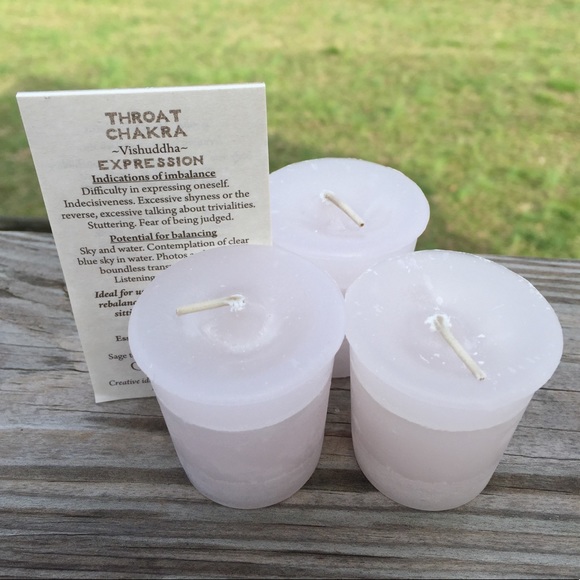 Throat Chakra Expression Meditation Candle 4 pack Crystal Journey Candles - Picture 5 of 8